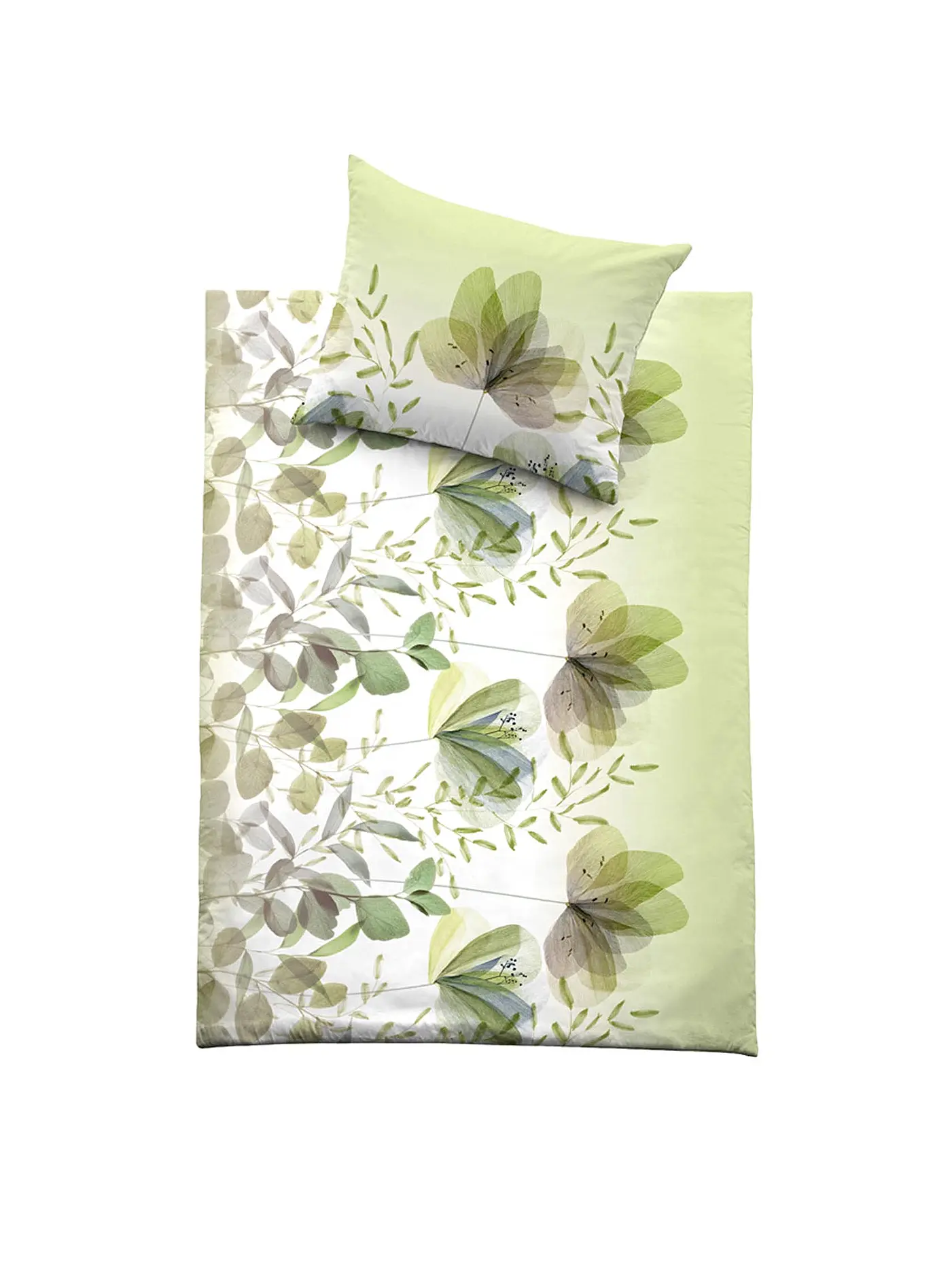 FUSSENEGGER | Premium Satin Bettwäsche 70x90cm/140x200cm Grau | hellgrün